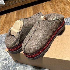 Cozy Brown Slippers with Red Accents